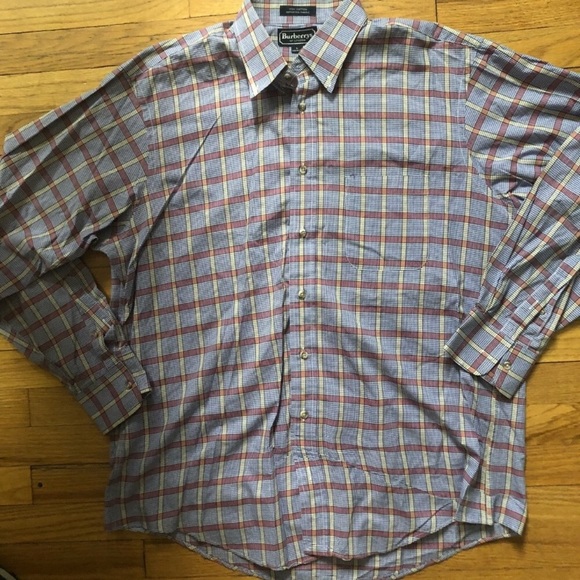 ⬇️65 VTG Burberry’sBlue Plaid Button Down L - Picture 3 of 4